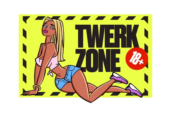 Twerk Plakatgestaltung Mädchen Cartoon Stil Plakat Für Beutetanzkurs Oder Schlacht — Stockvektor