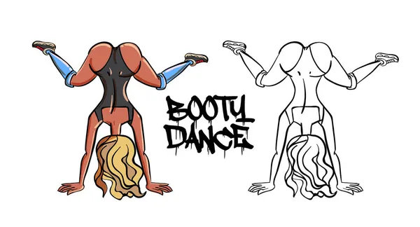 Poster Twerk Fille Style Dessin Animé Affiche Pour Cours Danse — Image vectorielle