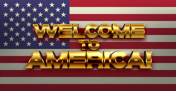 Välkommen Till Amerika Bokstäver Med Usa Flagga Bakgrund Vektor Illustration — Stock vektor