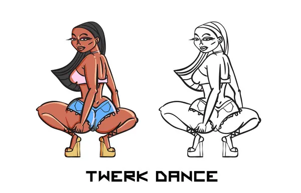 Desenho Poster Twerk Menina Estilo Dos Desenhos Animados Cartaz Para —  Vetores de Stock