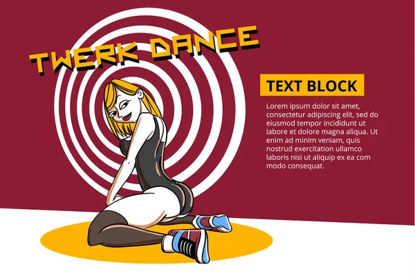 Disegno Poster Twerk Ragazza Stile Cartone Animato Poster Corso Danza — Vettoriale Stock
