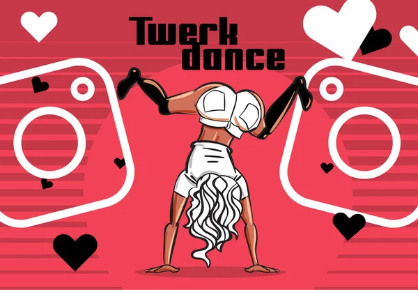 Twerk Plakatgestaltung Mädchen Cartoon Stil Plakat Für Beutetanzkurs Oder Schlacht — Stockvektor