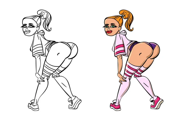 Twerk Plakatgestaltung Mädchen Cartoon Stil Plakat Für Beutetanzkurs Oder Schlacht — Stockvektor