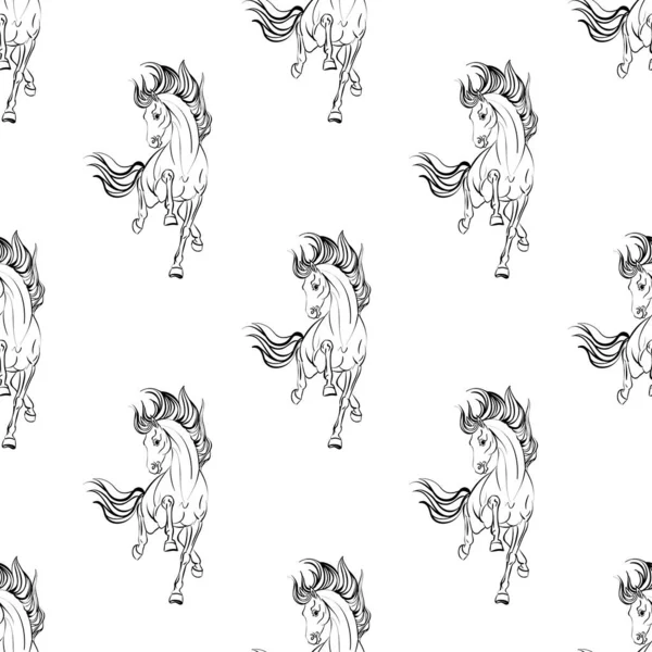 Diseño Patrón Caballo Caballo Con Jinete Chica Estilo Dibujos Animados — Vector de stock