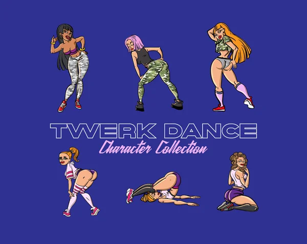 Poster Twerk Fille Style Dessin Animé Affiche Pour Cours Danse — Image vectorielle