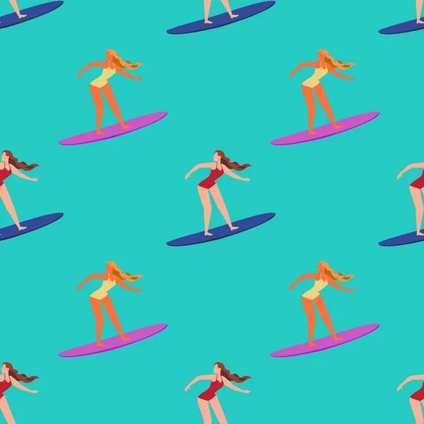 Surf Poster Decorate Text Figures Vecor Illustration — 图库矢量图片