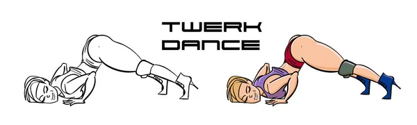 Twerk Affischdesign Tecknad Stil Flicka Affisch För Booty Dance Kurs — Stock vektor