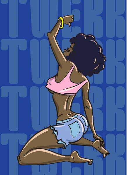 Дизайн Постера Twerk Девушка Мультика Плакат Курса Танцев Битвы Векторная Стоковый вектор