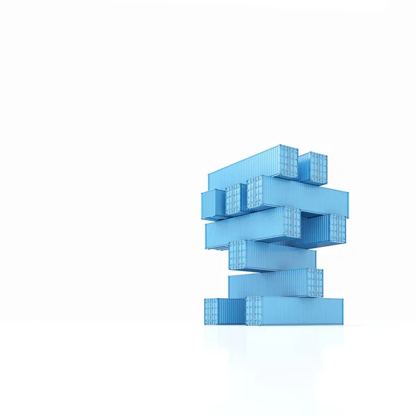Blue cargo sea containers stand in a column, as in the famous board game — Stock Photo, Image