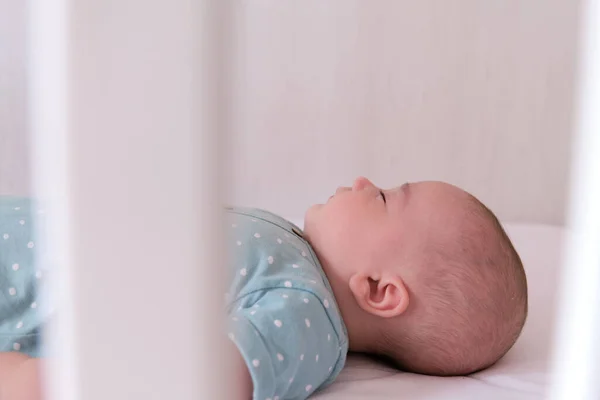 Caucasian Baby Sleeping Peacefully His Crib — Stock Photo, Image