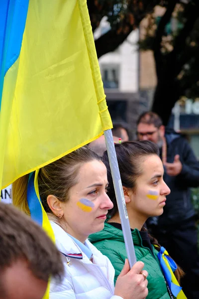 Barcellona Spagna Marzo 2022 Persone Che Manifestano Contro Guerra Ucraina — Foto Stock