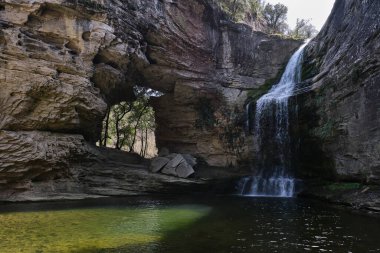 Cantonigrs, Barcelona, Osona, Katalonya 'da La Forada şelalesi. Barselona, İspanya 'da kırsal turizm
