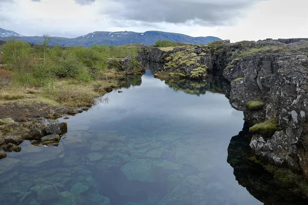 Silfra Rift Μια Σχισμή Ανάμεσα Στις Τεκτονικές Πλάκες Της Βόρειας — Φωτογραφία Αρχείου