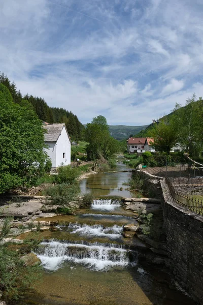 Village Ochagavia Valley Salazar Irati Forest Navarra Spain Royaltyfria Stockbilder