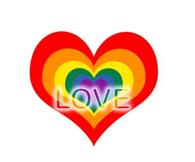 lgtbi renginde kalp ve beyaz bir arka planda aşk sözcüğü..