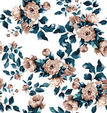 Çiçekle kusursuz desen. Tekstil kumaş çizimi