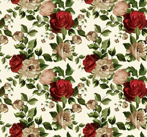 Sömlöst Mönster Med Blomma Textil Tyg Illustration — Stockfoto