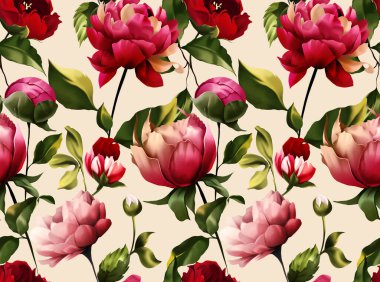 Çiçekle kusursuz desen. Tekstil kumaş çizimi