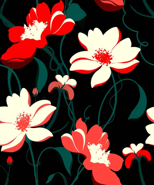 Hand draw flower pattern. Flowers background. Abstract elegance pattern.