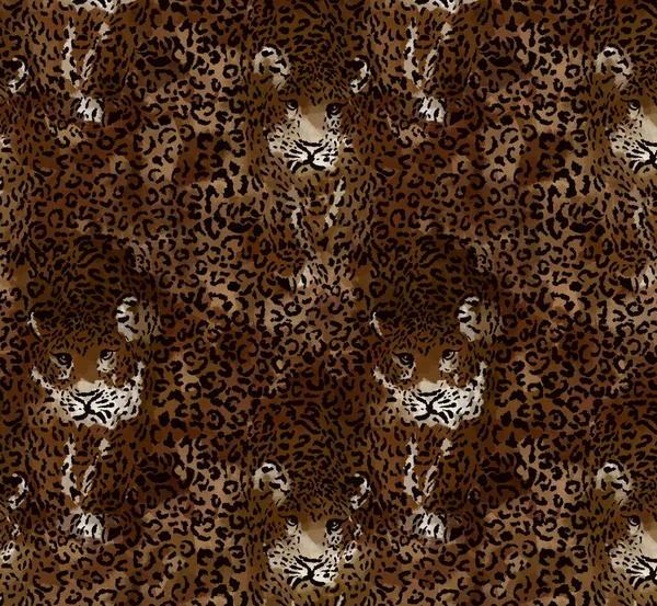 摘要动物皮肤豹无缝图案设计 美洲豹 无缝伪装背景 — 图库照片