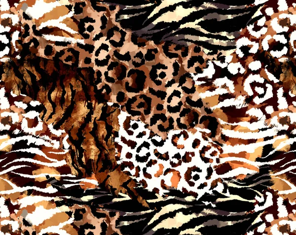 Patchwork leopard pattern. Abstract animal skin leopard seamless pattern design. Jaguar, leopard, cheetah, panther fur. Seamless camouflage background