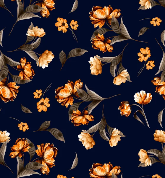 Безшовний Візерунок Квіткою Текстильна Тканина Ілюстрація — стокове фото