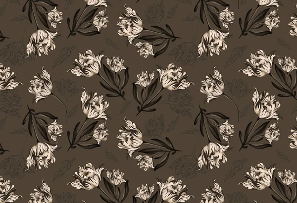 Hand draw flower pattern. Flowers background. Abstract elegance pattern.