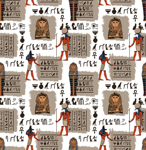 Ancient egypt background.Egyptian hieroglyph and symbolAncient culture sing and symbol.Anubis. Ra. Tutankamon