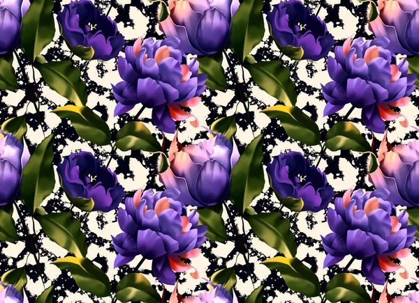 Χωρίς Ραφή Μοτίβο Λουλουδιών Λουλούδια Φόντο Αφηρημένη Κομψότητα Μοτίβο — Φωτογραφία Αρχείου