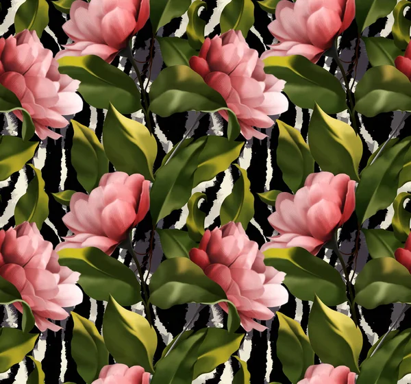 Naadloze Bloemenpatroon Met Prachtige Wilde Bloemen Gebladerte Stijlvolle Print Voor — Stockfoto