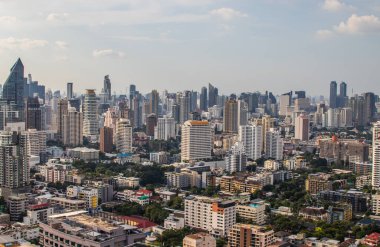 Şehir manzarası, şehir merkezi ve Tayland 'ın güneydoğu Asya kentindeki Bangkok Metropolis gökdeleni