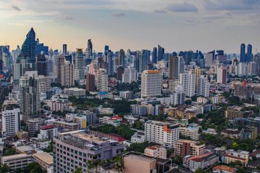 Şehir manzarası, şehir merkezi ve Tayland 'ın güneydoğu Asya kentindeki Bangkok Metropolis gökdeleni