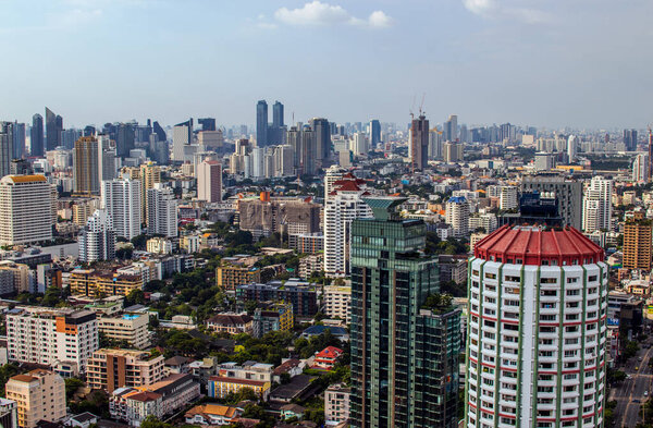 View to the cityscape, downtown and skyscraper of Bangkok Metropolis in Thailand Southeast Asia
