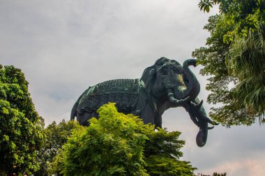 Bangkok Tayland Asya 'daki üç başlı fil.