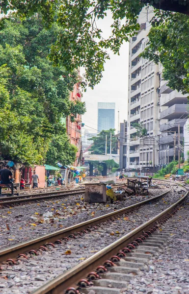 Life Railway Track Middle City Bangkok Thailand Asia — Stock Photo, Image