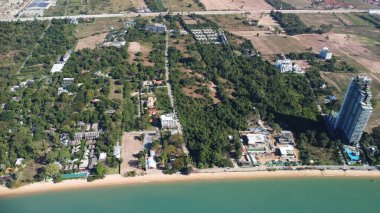 Bang Saray Bölgesi Chonburi Tayland ve Güneydoğu Asya 'nın manzarası insansız hava aracı ile fotoğraflandı.