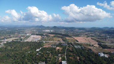 Bang Saray Bölgesi Chonburi Tayland ve Güneydoğu Asya 'nın manzarası insansız hava aracı ile fotoğraflandı.