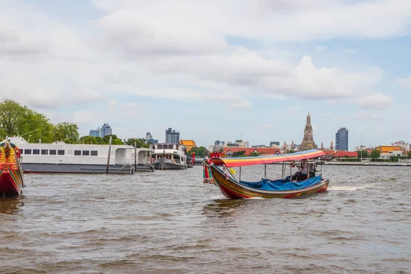 Longtail Boat Chao Phraya River Thai Royal First Class Temple — Stock Photo, Image