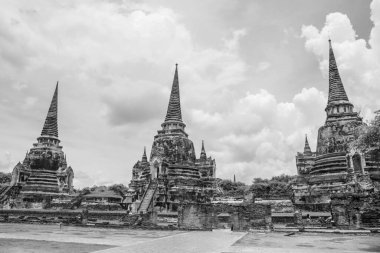  The Thai Temple Wat Phra Si Sanphet in Ayutthaya Thailand Southeast Asia photographed in monochrome