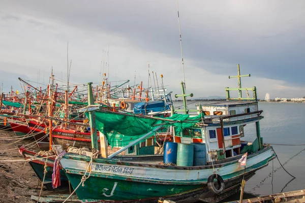Thai Fishing Boats Pier Wharf Thailand Southeast Asia — Fotografia de Stock