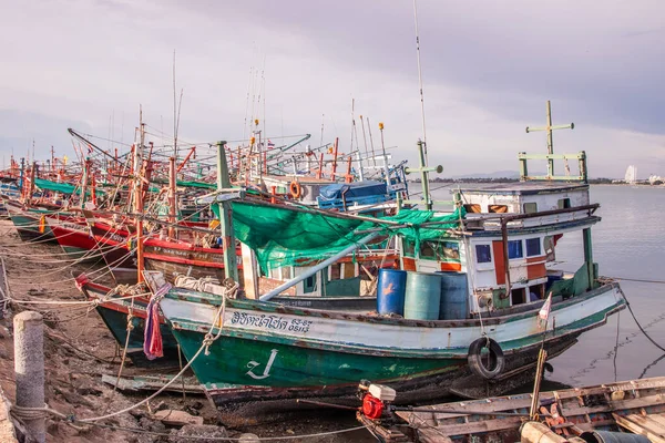 Thai Fishing Boats Pier Wharf Thailand Southeast Asia — Foto de Stock