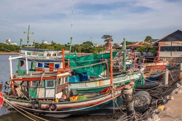Thai Fishing Boats Pier Wharf Thailand Southeast Asia — Stockfoto