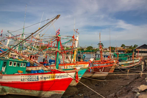 Thai Fishing Boats Pier Wharf Thailand Southeast Asia — Stock fotografie