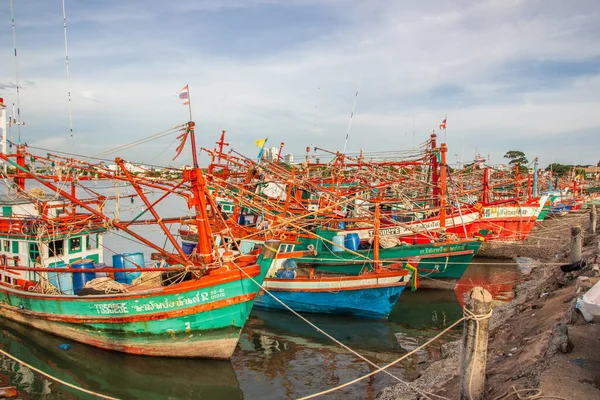 Thai Fishing Boats Pier Wharf Thailand Southeast Asia — Foto de Stock