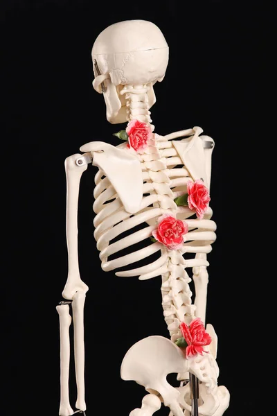 健康的脊柱概念 人类的脊椎装饰着花朵 — 图库照片