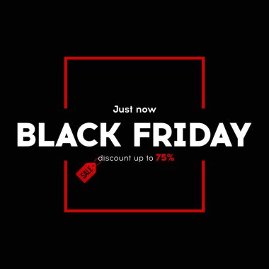 Kara Cuma tasarım şablonu. Moda Kara Cuma indirimi% 75 'e çıktı. Vektör illüstrasyonu