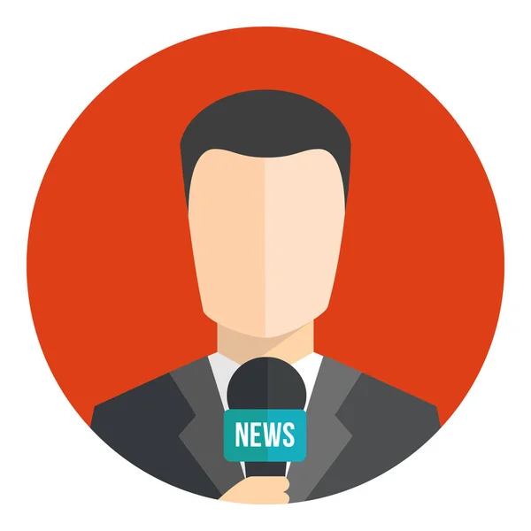 Man Newsreader Avatar Icoon Live Verslag Concept Live Nieuws Verslaggever — Stockvector