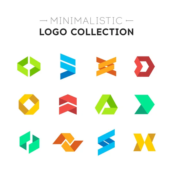 Колекція Абстрактних Геометричних Логотипів Набір Логотипів Мінімалістичної Форми Орігамі Прості — стоковий вектор