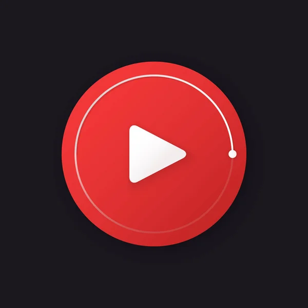 Botón Reproducción Vídeo Botón Color Rojo Futurista Aislado Sobre Fondo — Vector de stock