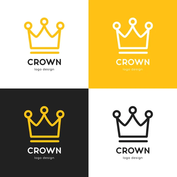 Plantilla Logotipo Línea Corona Diseño Icono Corona Lineal Simple Lindo — Vector de stock